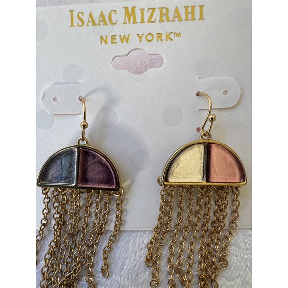 Isaac Mizrahi Goldtone Pink Reflective Umbrella Dangle Drop Earrings MSRP $38 - Picture 3 of 8